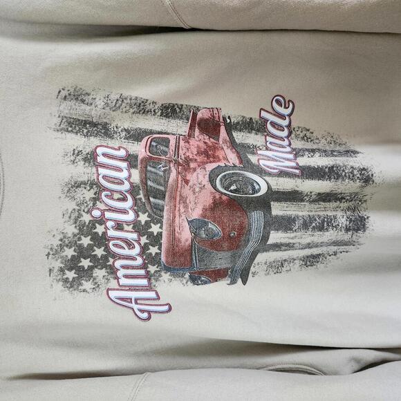 Crewneck Pullover Sweatshirt "American Made" Classic Car American Flag - Picture 2 of 3
